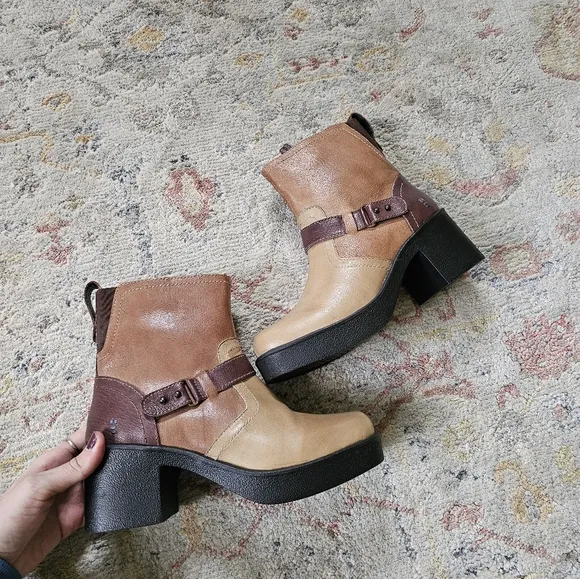 Bedstu | Roan Leather Penultimate Heel Booties Cafe Latte