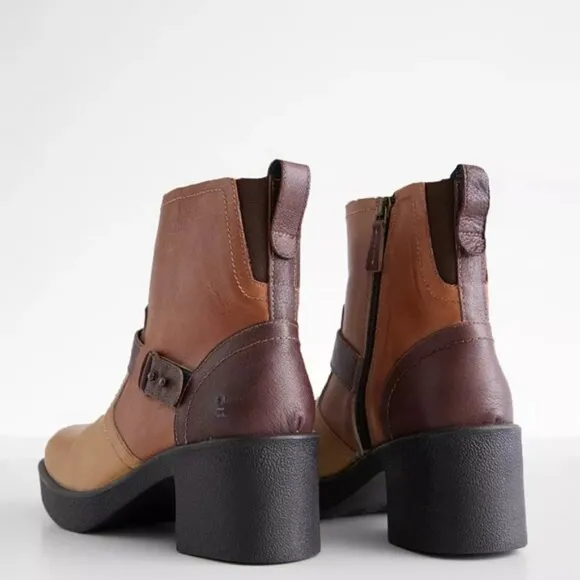 Bedstu | Roan Leather Penultimate Heel Booties Cafe Latte