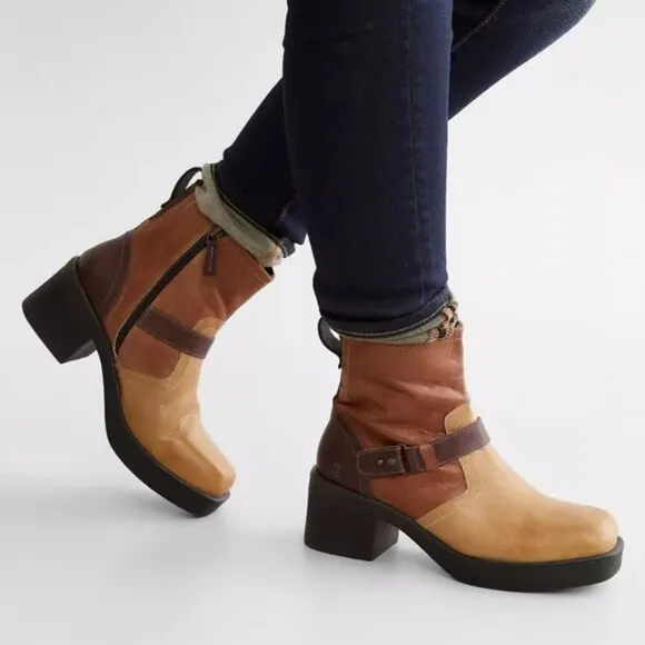 Bedstu | Roan Leather Penultimate Heel Booties Cafe Latte