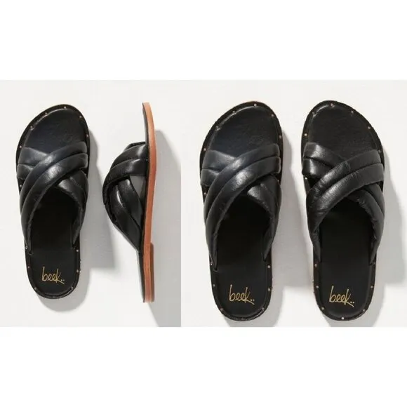 Beek Anthropologie Women's Dovetail Sandals Black Sz 8