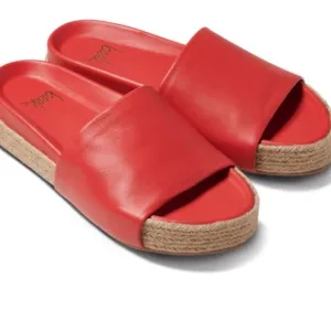 Beek Pelican Jute Platform Leather Sandal Poppy Red