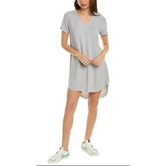Bella Dahl V-Neck Mini Dress XS Gray Shirt Dress