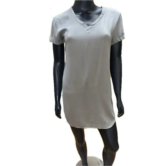 Bella Dahl V-Neck Mini Dress XS Gray Shirt Dress