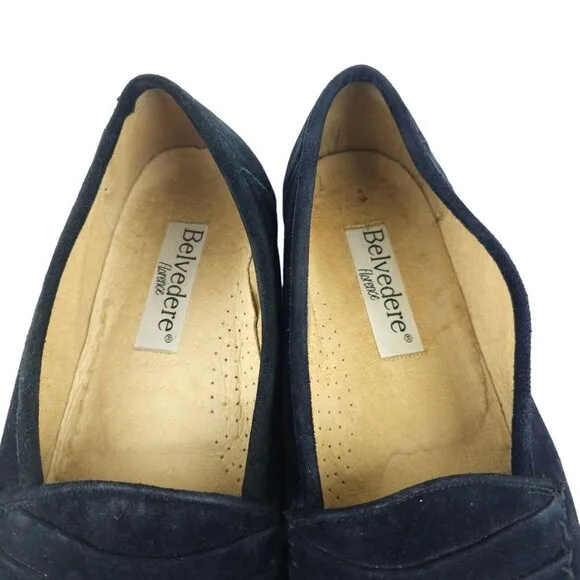 Belvedere Florence Navy Blue Suede Loafers Men's Size 10.5 M