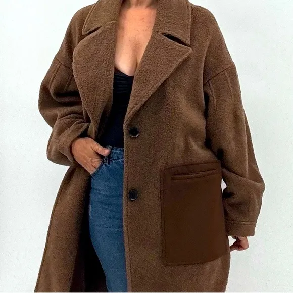 Bernardo Anthropologie Minimalist Utilitarian Oversized Car Barn Chore Coat