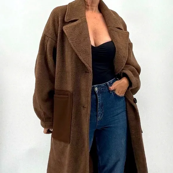 Bernardo Anthropologie Minimalist Utilitarian Oversized Car Barn Chore Coat
