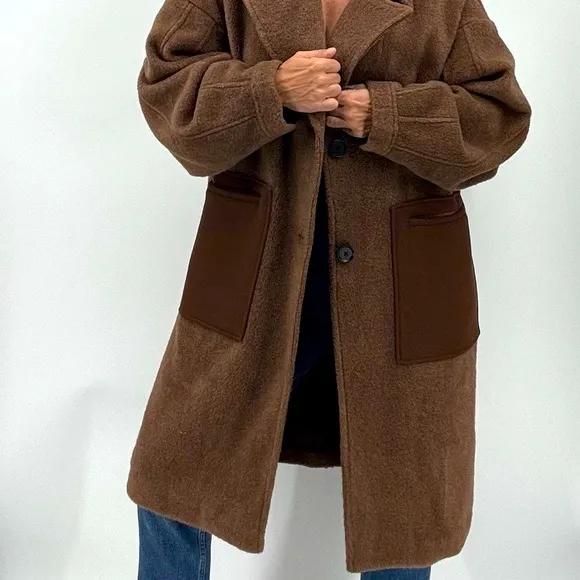 Bernardo Anthropologie Minimalist Utilitarian Oversized Car Barn Chore Coat