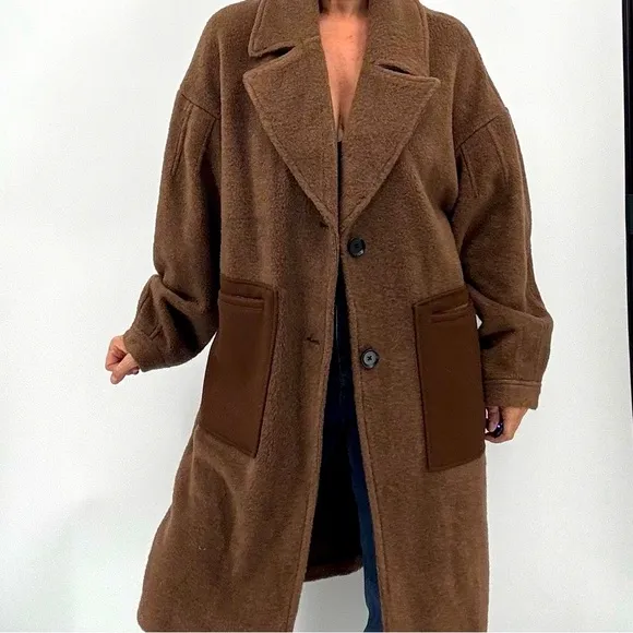 Bernardo Anthropologie Minimalist Utilitarian Oversized Car Barn Chore Coat