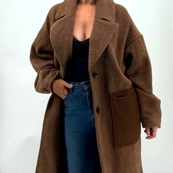 Bernardo Anthropologie Minimalist Utilitarian Oversized Car Barn Chore Coat