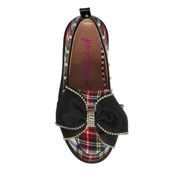 Betsey Johnson Girls BK-Vince Slip On Loafers, Plaid, NIB NEW
