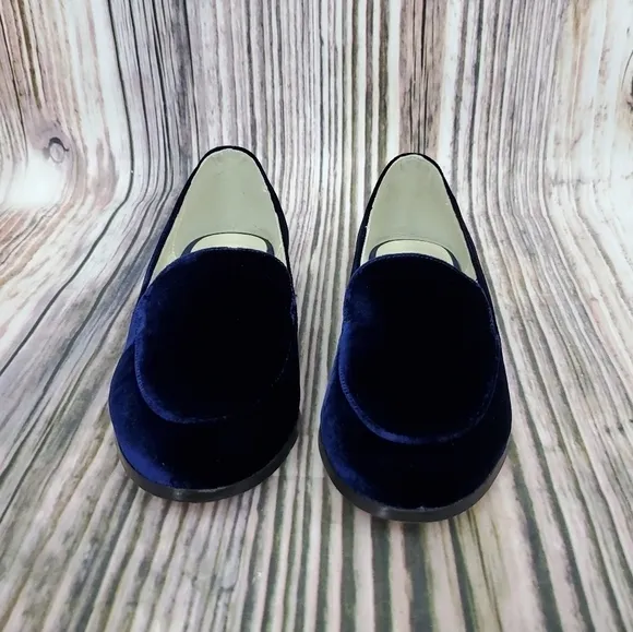 Bettye Muller Blue Regency Velvet Slip On Loafers