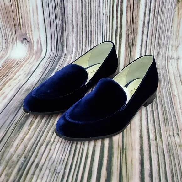 Bettye Muller Blue Regency Velvet Slip On Loafers