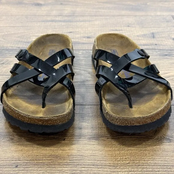 Betula Birkenstock Sandals Women 8 US 39 EU Black Patent Leather Strappy Slip On