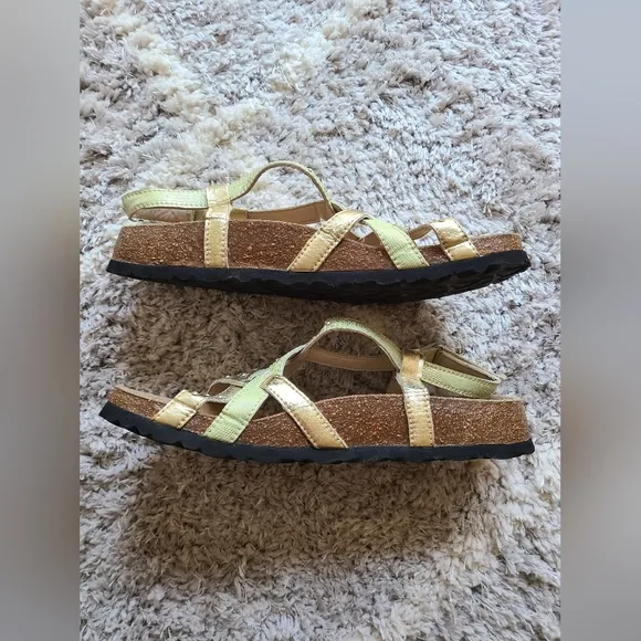 Betula Birkenstock Womens Sandals US Size 10 EU 41 Gold Green Slingback Comfort