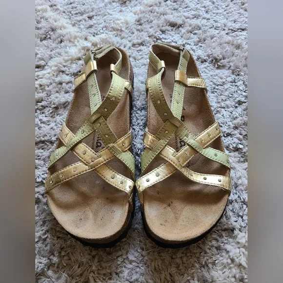 Betula Birkenstock Womens Sandals US Size 10 EU 41 Gold Green Slingback Comfort