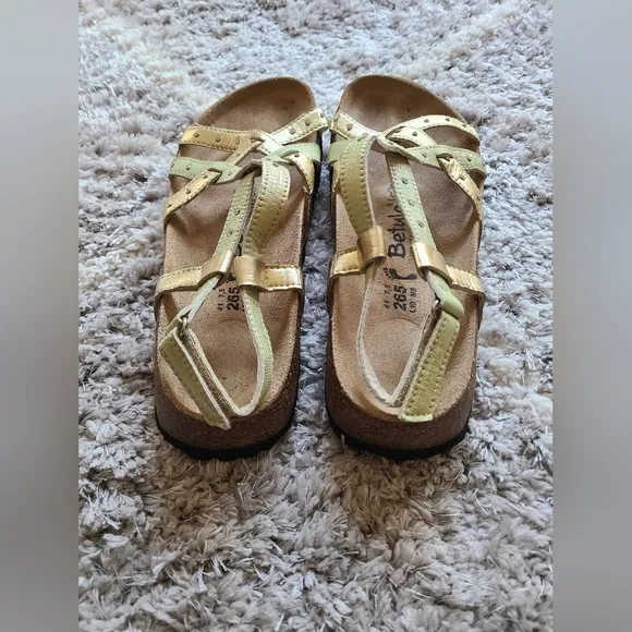 Betula Birkenstock Womens Sandals US Size 10 EU 41 Gold Green Slingback Comfort