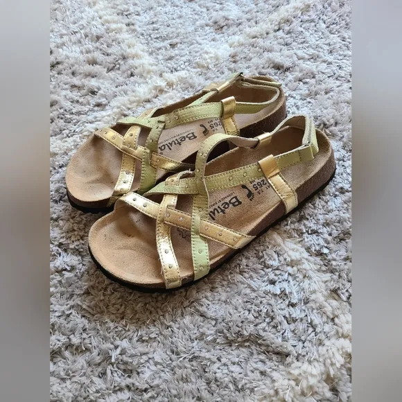 Betula Birkenstock Womens Sandals US Size 10 EU 41 Gold Green Slingback Comfort