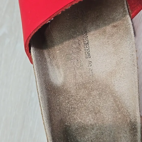 Betula By Birkenstock Women's Red Slide Sandals Shoes Sz 37/6 Regular