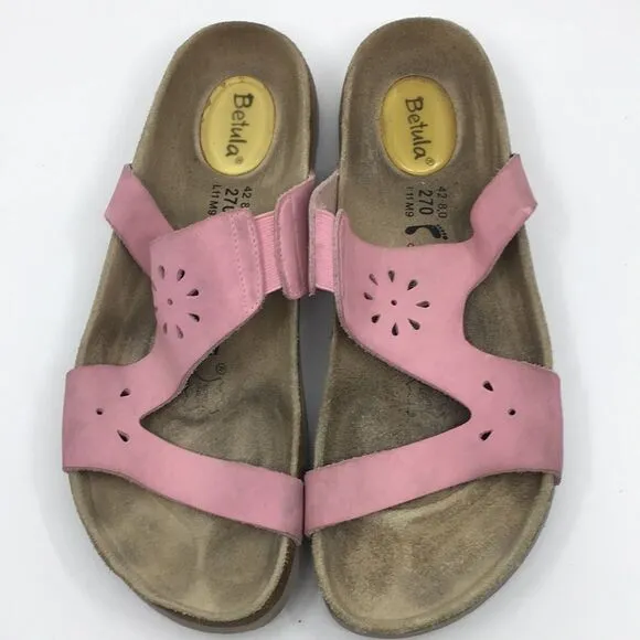 Betula By Birkenstock Pink Suede Floral Laser Cut Sandals EU 42 Narrow Women 11