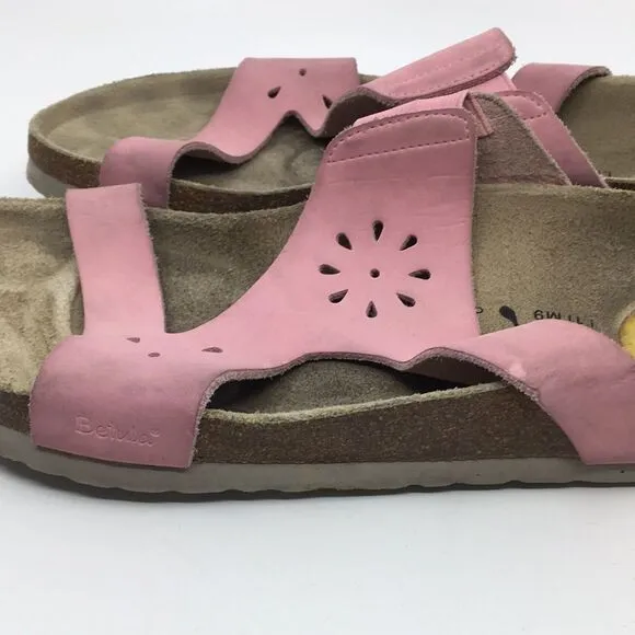 Betula By Birkenstock Pink Suede Floral Laser Cut Sandals EU 42 Narrow Women 11