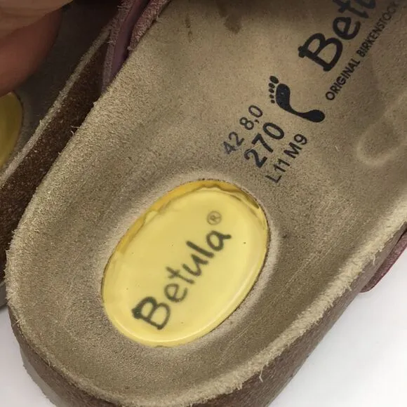 Betula By Birkenstock Pink Suede Floral Laser Cut Sandals EU 42 Narrow Women 11