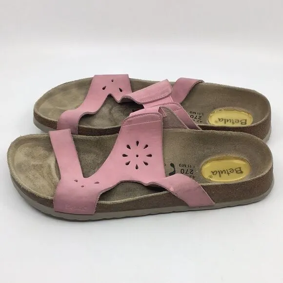 Betula By Birkenstock Pink Suede Floral Laser Cut Sandals EU 42 Narrow Women 11