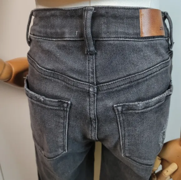 Böhme Button-Fly Fringe Cut-Off Black High Rise Bermuda Denim Shorts Size 26
