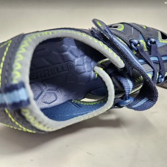 Big kids 7 Merrell Hydro junior Navy Green hiking water sandals shoes MY53375