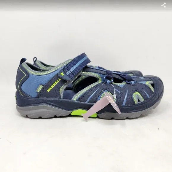 Big kids 7 Merrell Hydro junior Navy Green hiking water sandals shoes MY53375
