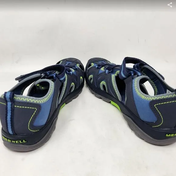 Big kids 7 Merrell Hydro junior Navy Green hiking water sandals shoes MY53375