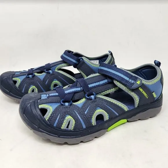 Big kids 7 Merrell Hydro junior Navy Green hiking water sandals shoes MY53375
