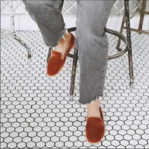 Birdies Orange Copper Velvet Starling Slip On Loafers Size 9