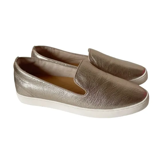 Birdies The Swift gold leather slip-on sneakers loafers size 9.5