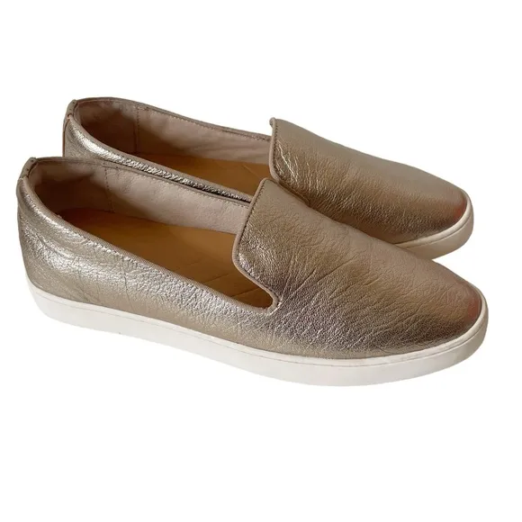 Birdies The Swift gold leather slip-on sneakers loafers size 9.5