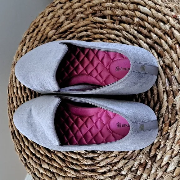 Birdies Women's The Starling Round Toe Gray Velvet Slip On Loafer Flat Size 10.5