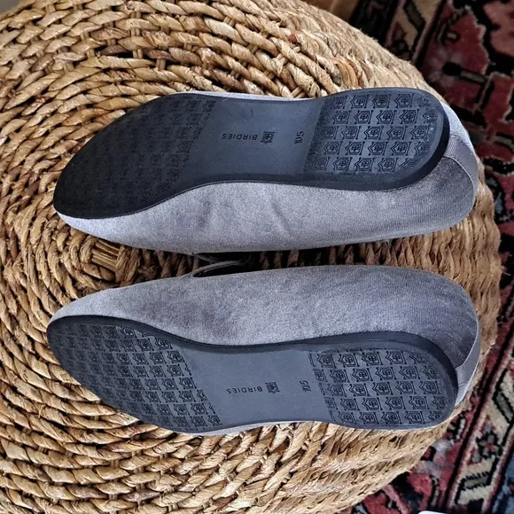 Birdies Women's The Starling Round Toe Gray Velvet Slip On Loafer Flat Size 10.5