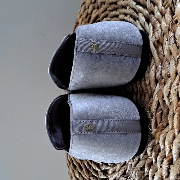 Birdies Women's The Starling Round Toe Gray Velvet Slip On Loafer Flat Size 10.5