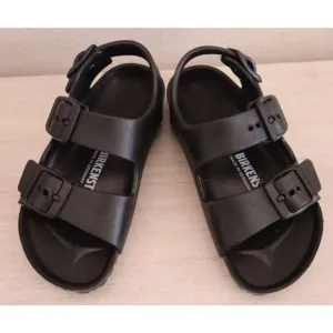 Birkenstock 1009353 Unisex Toddler Kids Sz 8M Black Milano EVA Strappy Sandals