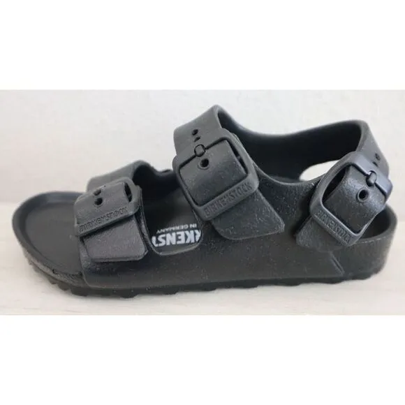 Birkenstock 1009353 Unisex Toddler Kids Sz 8M Black Milano EVA Strappy Sandals