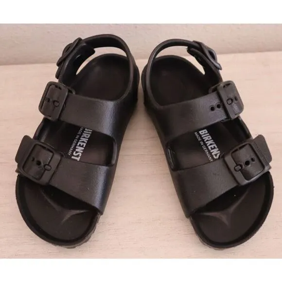 Birkenstock 1009353 Unisex Toddler Kids Sz 8M Black Milano EVA Strappy Sandals