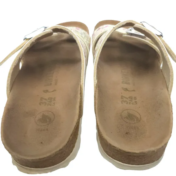 Birkenstock 37 Womens Sandals Sydney Vegan Birko Flor Watercolor Flower White 6