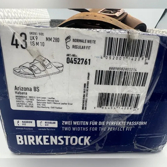 Birkenstock Arizona Sandal for Men, SZ 10US EU 43 Brown Havana Oiled Leather NEW