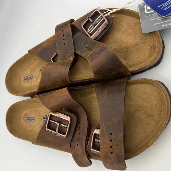Birkenstock Arizona Sandal for Men, SZ 10US EU 43 Brown Havana Oiled Leather NEW