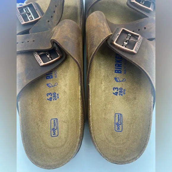 Birkenstock Arizona Sandal for Men, SZ 10US EU 43 Brown Havana Oiled Leather NEW