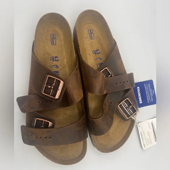 Birkenstock Arizona Sandal for Men, SZ 10US EU 43 Brown Havana Oiled Leather NEW