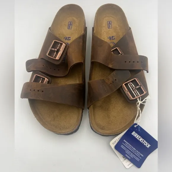 Birkenstock Arizona Sandal for Men, SZ 10US EU 43 Brown Havana Oiled Leather NEW