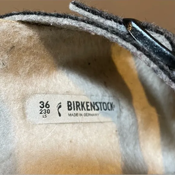 Birkenstock Arizona Wool Sandals, Gray, Size 36 Narrow