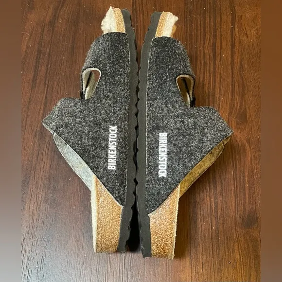 Birkenstock Arizona Wool Sandals, Gray, Size 36 Narrow