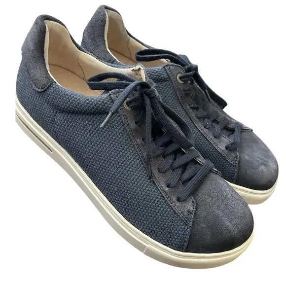 Birkenstock Bend Low Sneakers Canvas Suede Leather Midnight Blue Size 9 Narrow