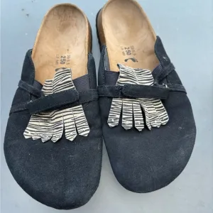 Birkenstock Betula Clog Women's 8 39 Black Zebra Kiltie Leather Slip On Shoe